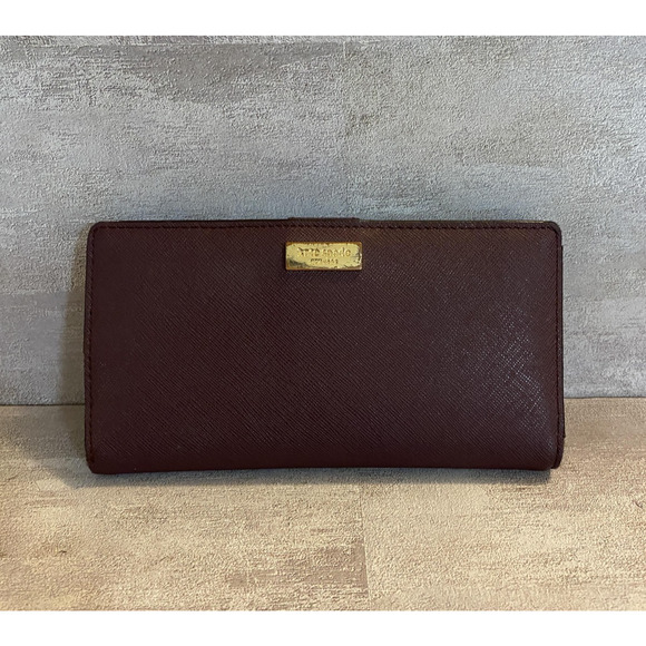 kate spade Handbags - Kate Spade New York Wallet Womens Burgundy Saffiano Continental Zip Pocket